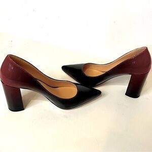 Fericzot Black & Red Patent Leather pointed toe block heel women’s shoe size 8